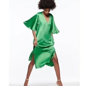 Zara Green Satin Effect Dress Size M